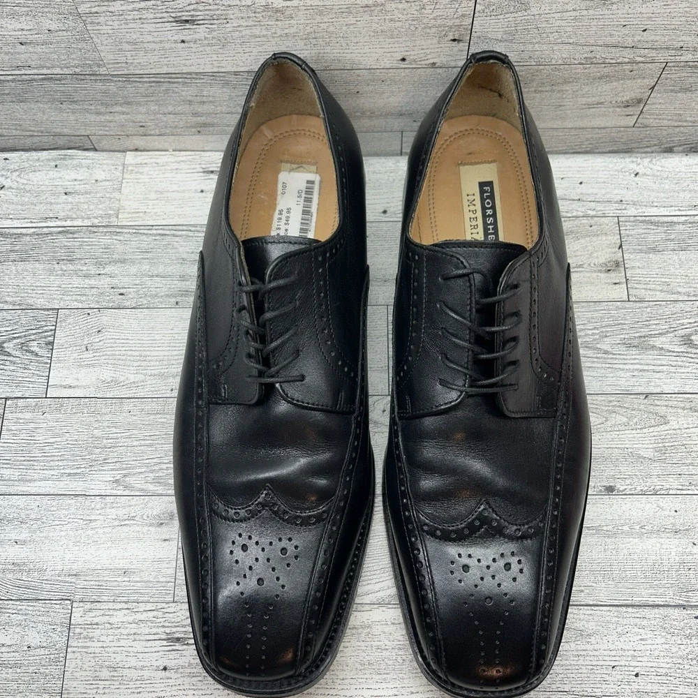 Florsheim Imperial Oxford Black Leather Wingtip Shoes 18193 Men Size‎ 11.5D